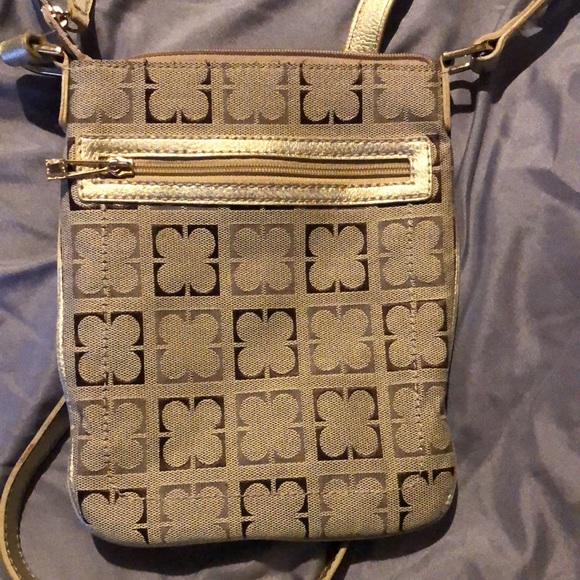 A Liz Claiborne cross body shoulder bag. In gold, beige and brown tones - Picture 6 of 10